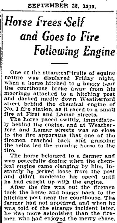 hitching fire engine 1910
