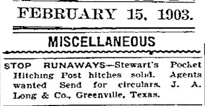 hitching runaway ad 1903