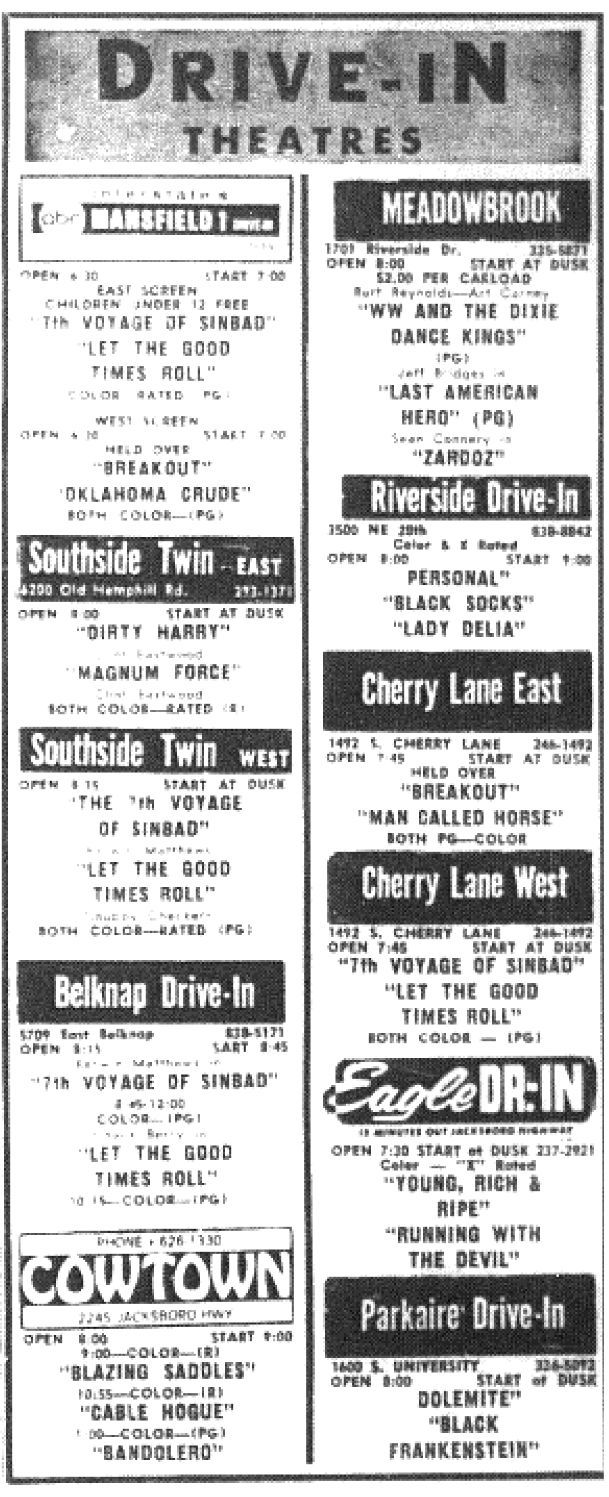 newspaper ad drive-ins 1975