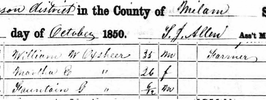 oxsheer 1850 census
