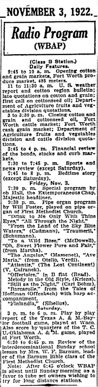 wbap schedule 1922