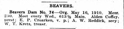 beavers 1910