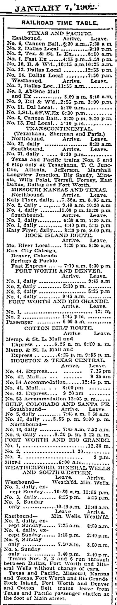 time table 1902