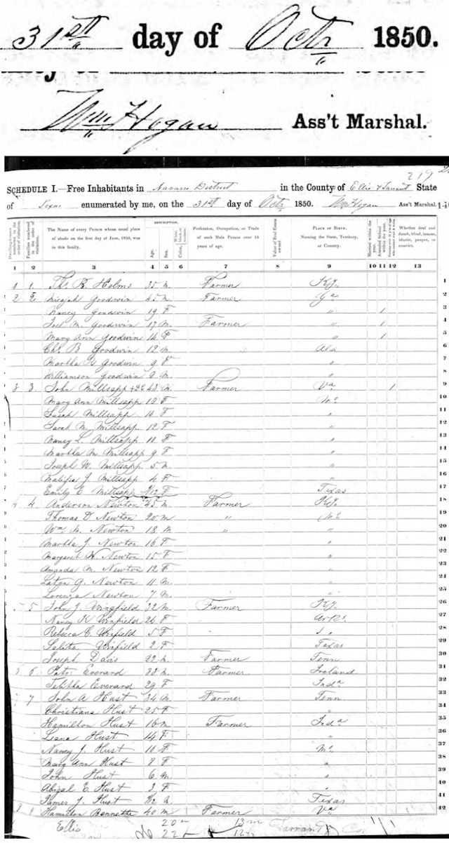 1850 census date 2