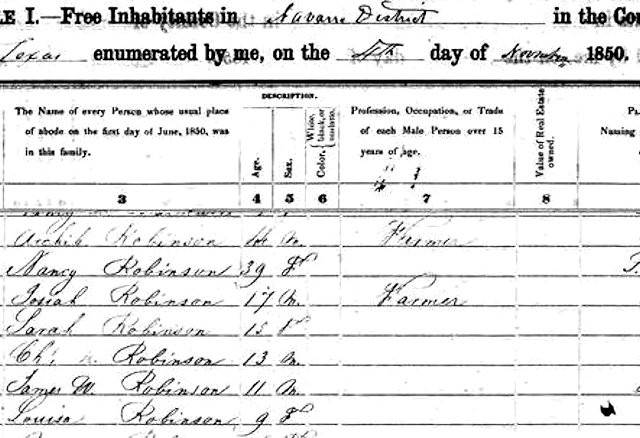 1850 census robinson