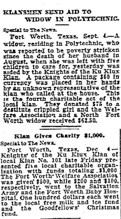 kkk widow funds 9-5 and 12-5 1921