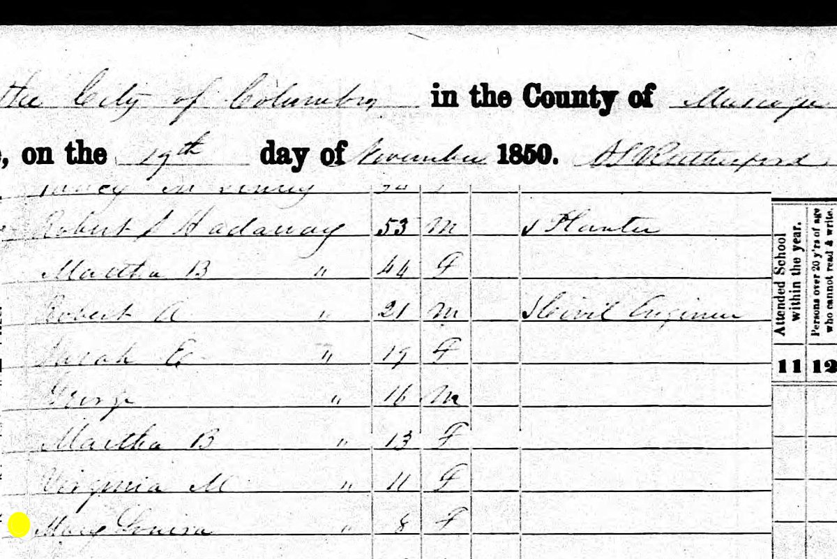 1850 census columbus muskogee ga