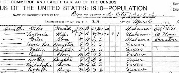 giles smith 1910 census