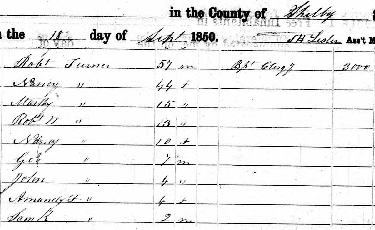 hooper mathews turner 1850 census