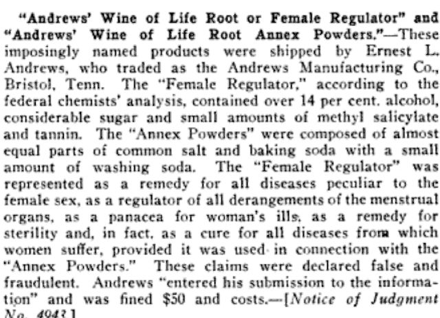 female wine of life JAMA 1918