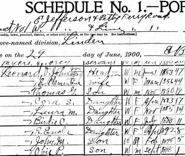 leonard 1900 census