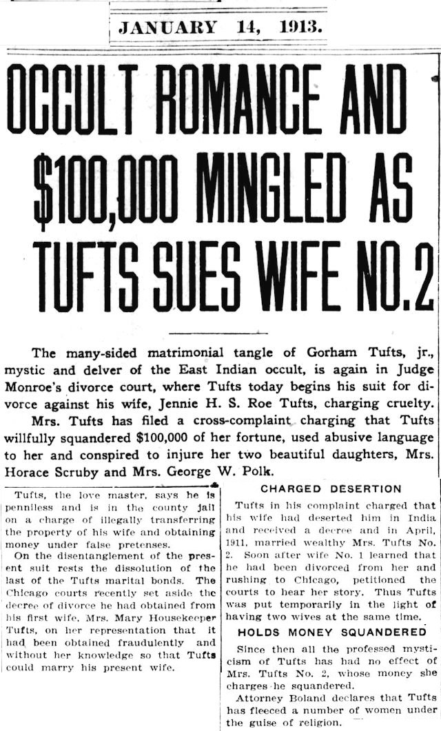 tufts 1913 1-14 sues 2nd wife for divorce LAHE